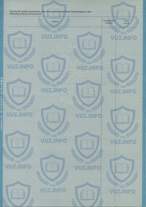 Приложение к диплому иностранного гражданина иностранца (2 страница)